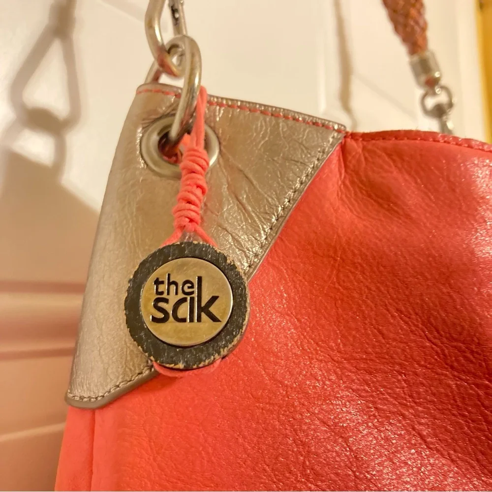 The Sak Indio Coral Beige Gold Soft Leather Hobo Shoulder Bag 12 x 7.5 inches